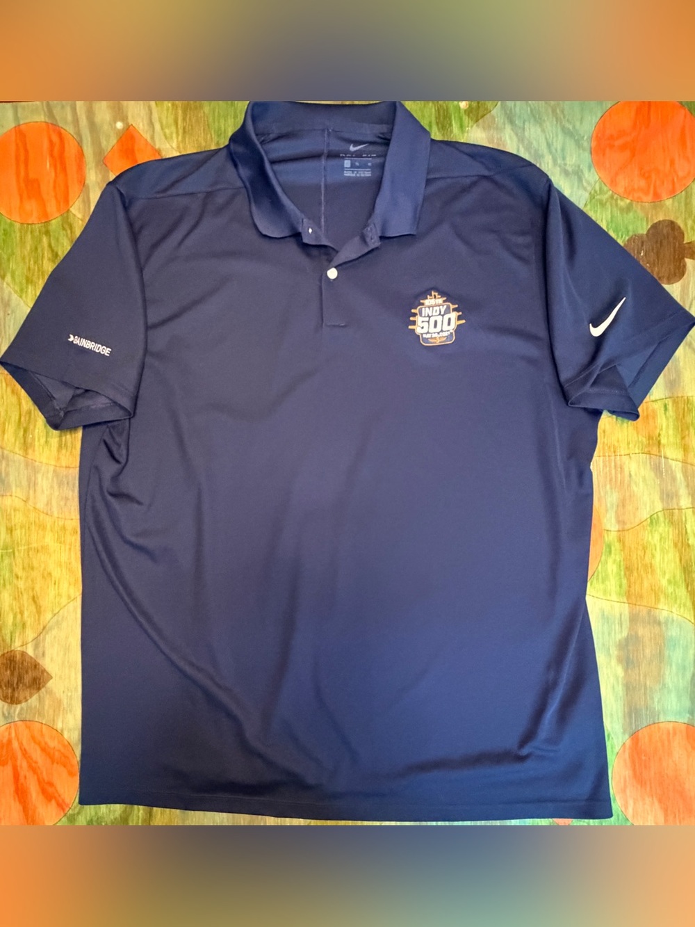 Nike Dri Fit Golf Indianapolis Motor Speedway Polo Shirt Indy 500 Blue Size XL P